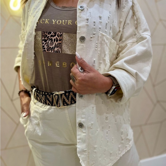 Cotton Jean Distressed Italian Jacket - Picture 4 of 9